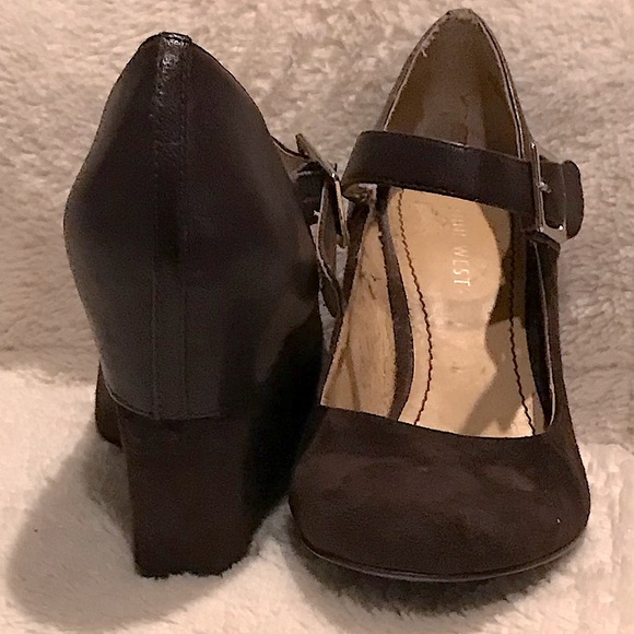 COVER PHOTO COPY - Chocolate brown leather and suede heels - Picture 2 of 7